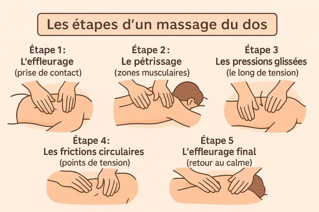 etapes massage du dos